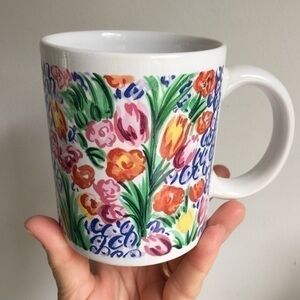 Stoneware Abstract Floral Coffee Mug